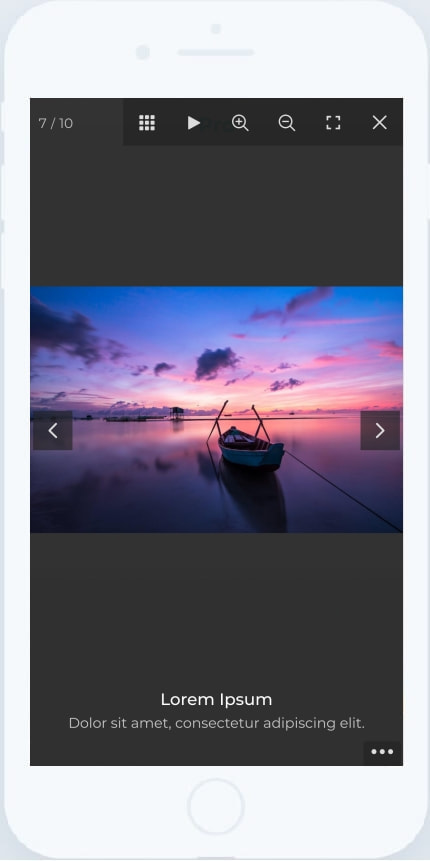 Fullscreen Lightbox on a mobile device.